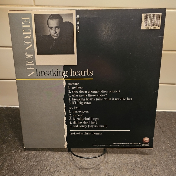 Elton John- Breaking Hearts- Vinyl Record Geffen records 1984 - Picture 2 of 6